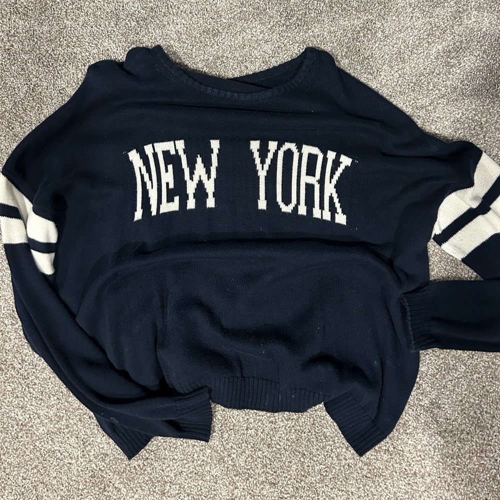 Brandy Melville Navy Blue & white New York oversized sweater